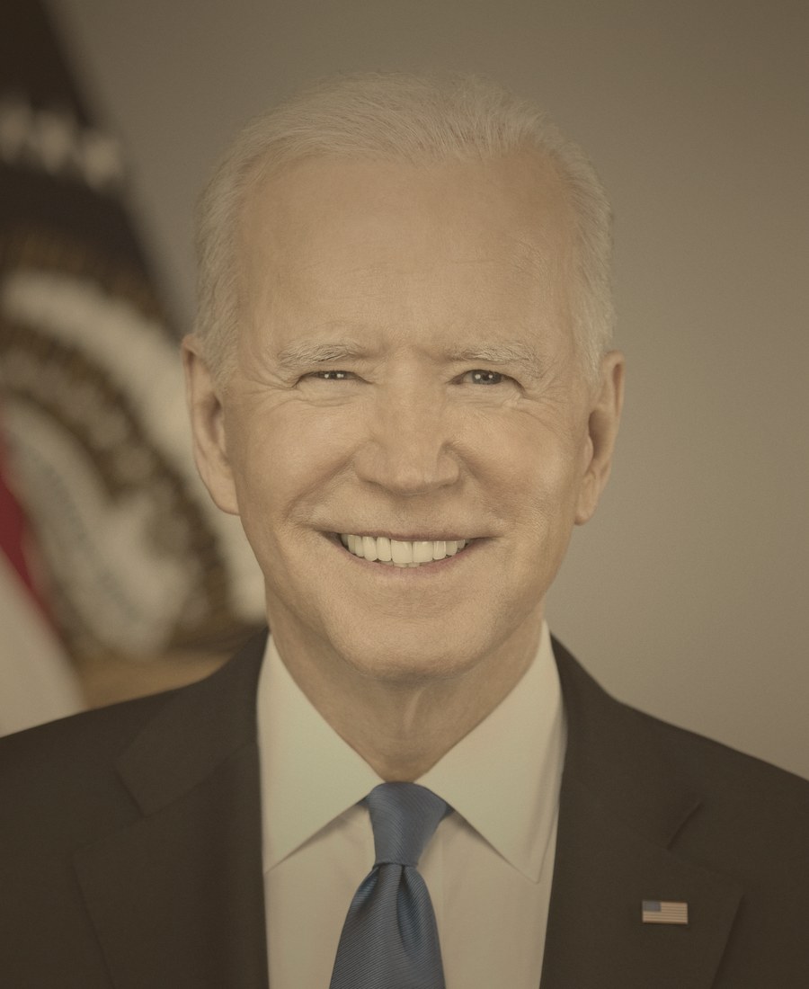 Joe Biden, official portrait, faded sepia